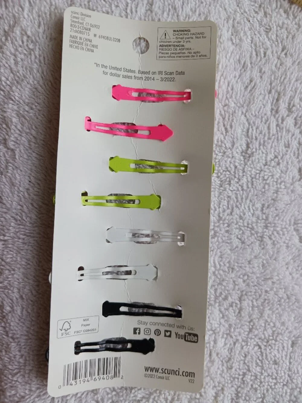 8 scunci Athleisure Stay Put Slideproof Hold Secure Metal Hair Contour Snap Clip